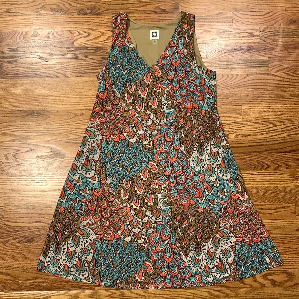 Anne Klein Sleeveless V-neck Flowy Printed Midi Dress - Size 6